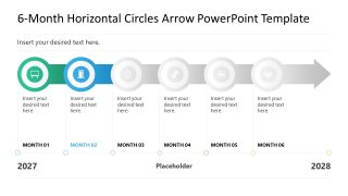6-Month Horizontal Circles Arrow Diagram for Step 2 