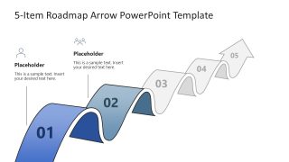 5-Item Roadmap Arrow Template PPT Slide 