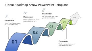 Slide with Focus Effect - 5-Item Roadmap Arrow Template