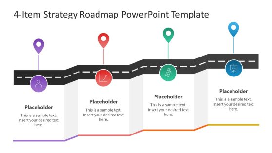 4-Item Strategy Roadmap PowerPoint Template