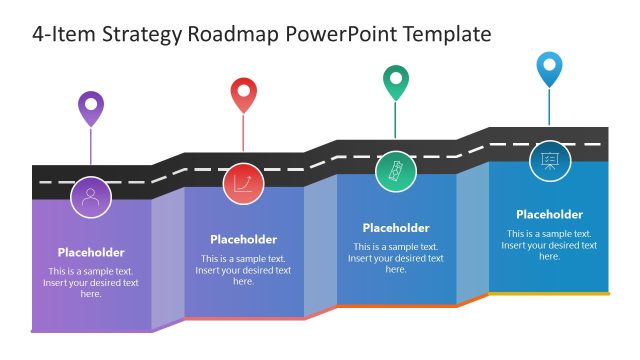 Editable 4-Item Strategy Roadmap Template