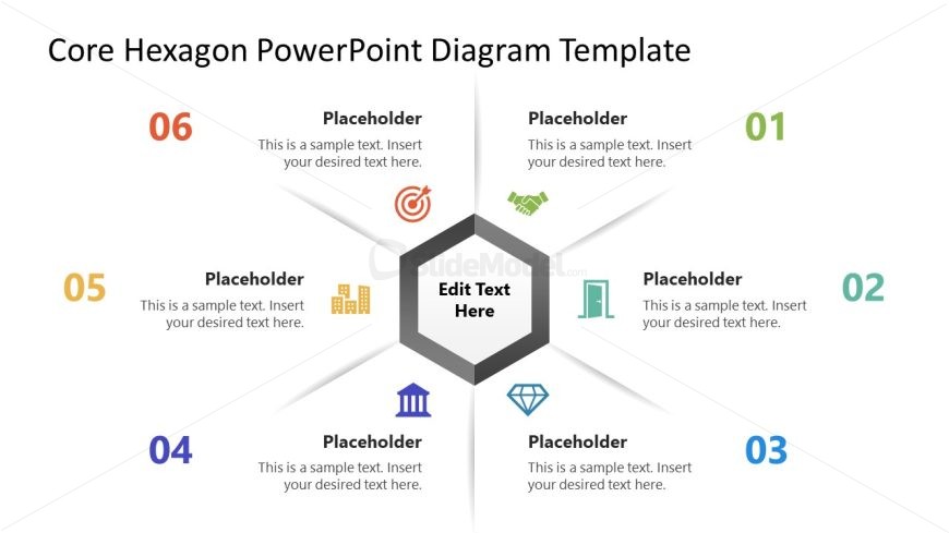 6-Item Core Hexagon Slide Diagram
