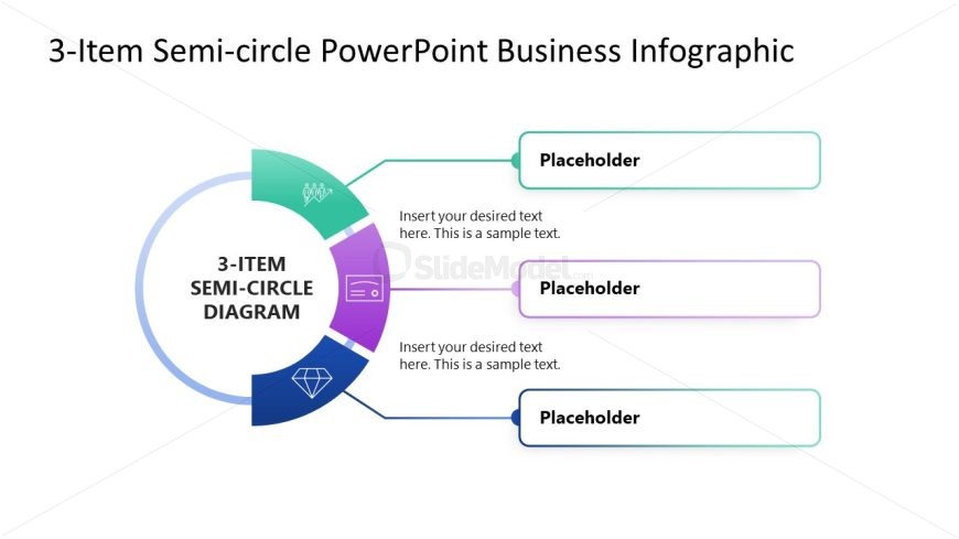 Editable 3-Item Semi-circle PPT Slide Template