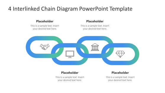 4 Interlinked Chain Diagram PowerPoint Template