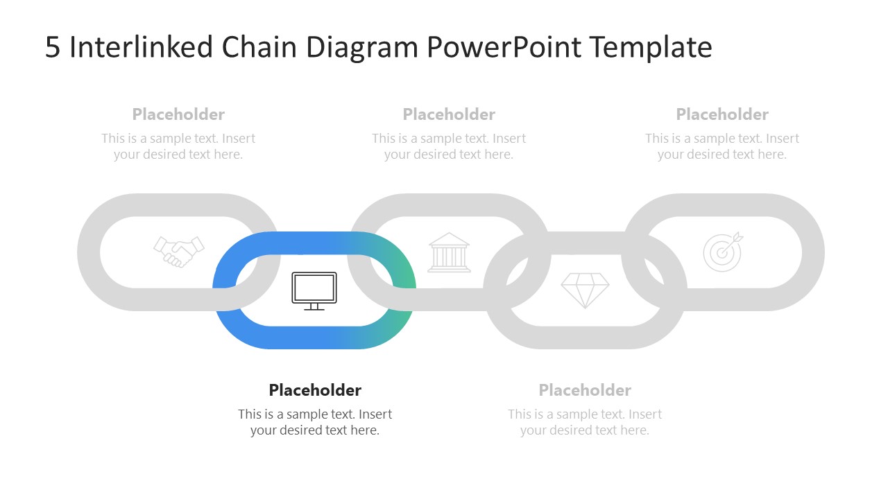5 Interlinked Chain Diagram PowerPoint Template