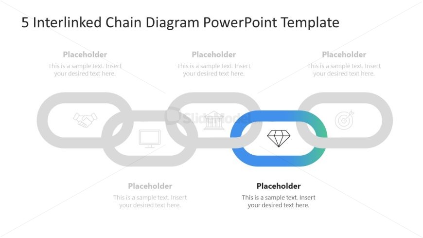 5 Interlinked Chain Diagram PPT Slide with Infographics