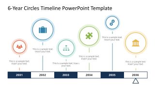 Editable 6-Year Circles PowerPoint Template 