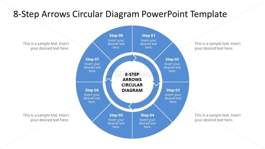 8-Step Arrows Circular Diagram Infographics Template Slide