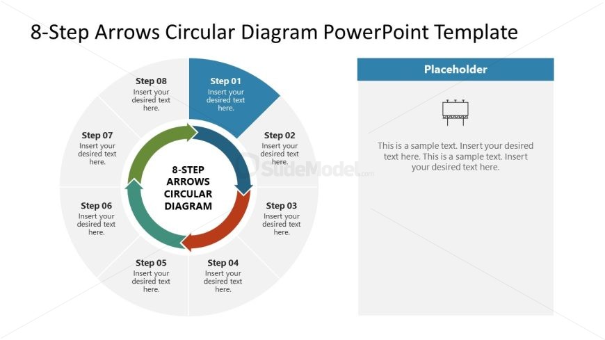 8-Step Arrows Circular Diagram Template PPT Slide