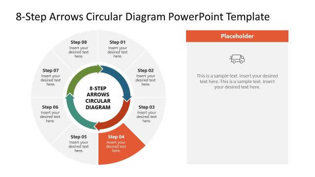 Step 4 PPT Slide – 8-Step Arrows Circular Diagram Template
