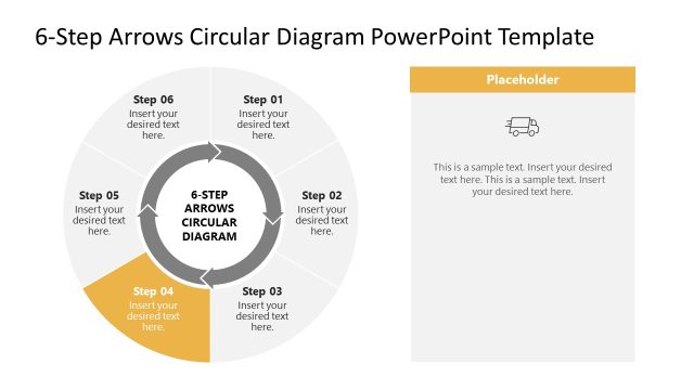 Step 4 PPT Slide – 6-Step Arrows Circular Diagram Template