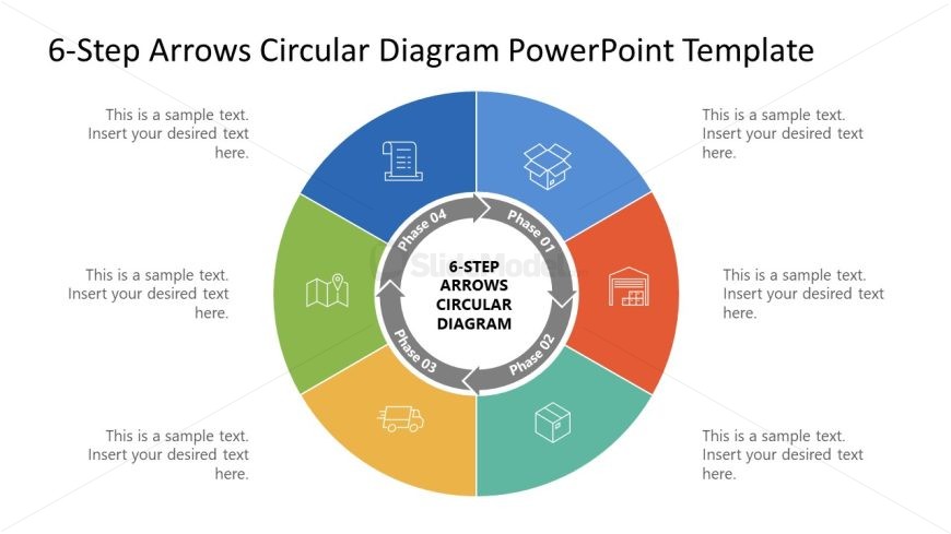 Colorful Diagram - 6-Step Arrows PPT Template