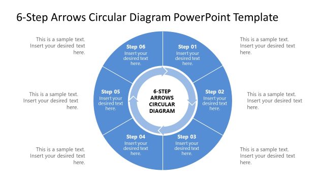 6-Step Arrows Circular Diagram Template Slide