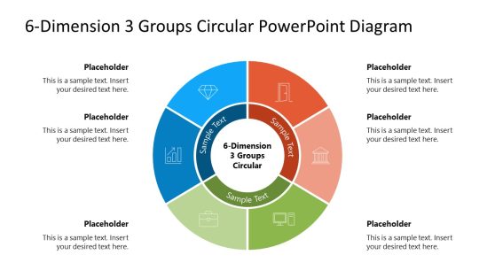 6-Dimension 3 Groups PowerPoint Diagram Template
