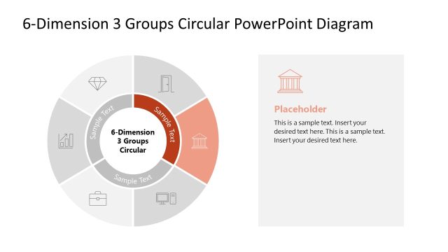 Editable Dimension 2 Slide – 6-Dimension 3 Groups PPT Template