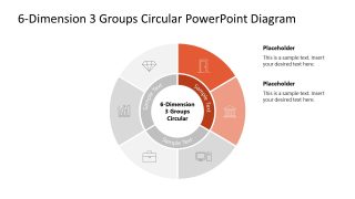 6-Dimension 3 Groups Presentation Diagram PPT Layout 