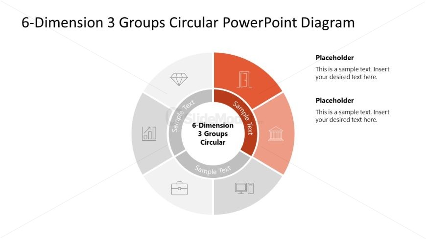 6-Dimension 3 Groups Presentation Diagram PPT Layout