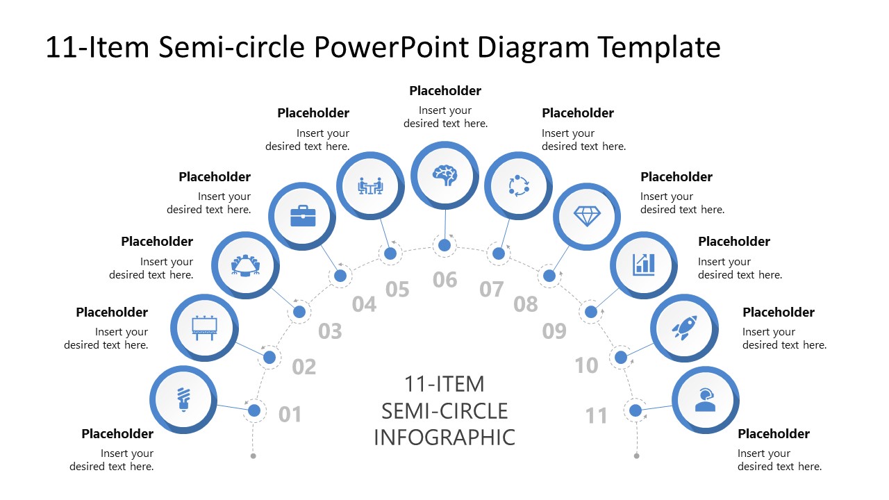PPT 11-Item Infographic Diagram Slide with Editable Icons
