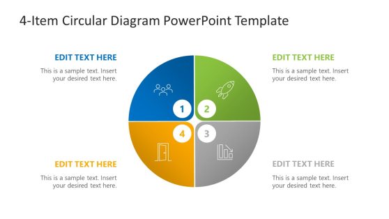 Editable 4-Item Circular Diagram PPT Template