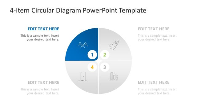 Editable 4-Item Circular Diagram Slide