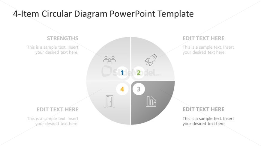 4-Item Circular Diagram Template for PowerPoint