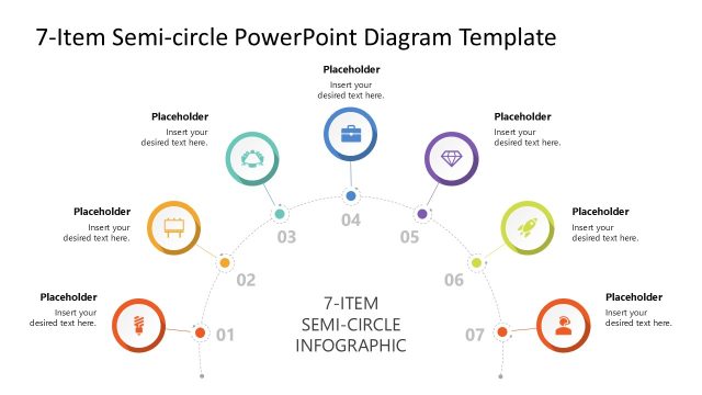 Colorful Diagram for 7-Item Semi-circle Infographic Template