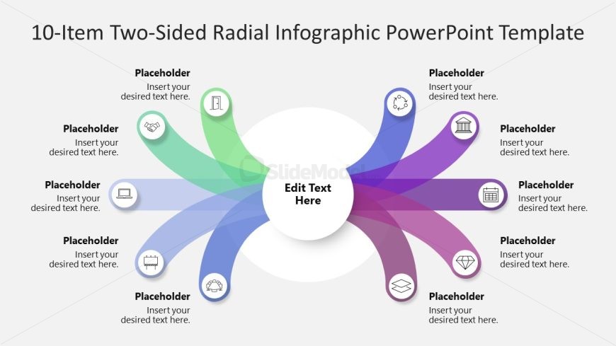 10-Item Two-Sided Radial Infographic PPT Template