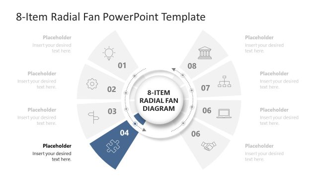 Placeholder Text Slide – 8-Item Radial Fan Slide for Stage 4