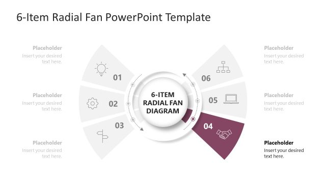 6-Item Radial Fan Template Slide with Spotlight Effect