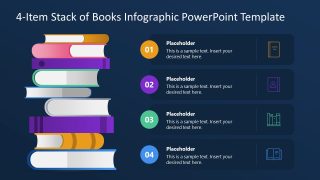 4-Item Stack of Books Infographics Template Slide 