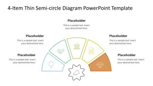 4 Items thin Semi circle PowerPoint Slide Layout