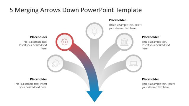 5 Merging Arrows Down Template Slide