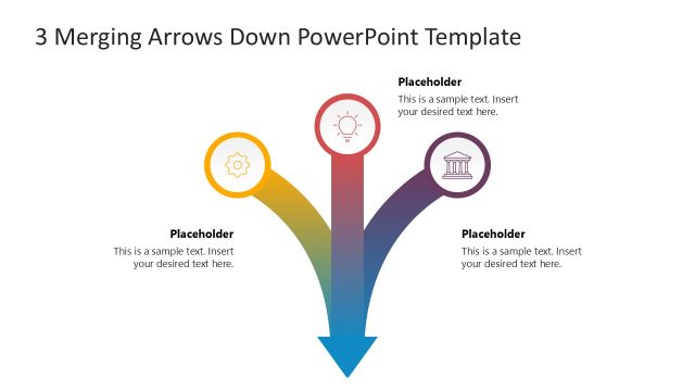 3 Merging Arrows Down PowerPoint Template
