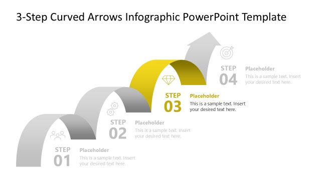 Focus Effect Slide – 4-Step Curved Arrows Infographic Template