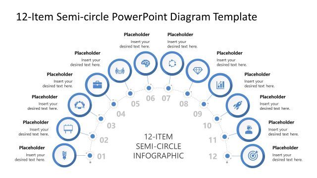 12-Item Semi-circle Infographic PowerPoint Diagram Template