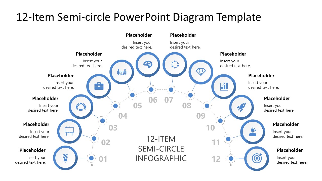 12-Item Semi-circle Infographic Presentation Diagram 