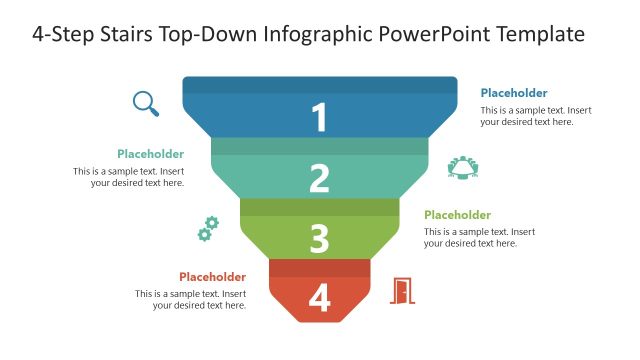 4-Step Stairs Top-Down PowerPoint Infographic Template