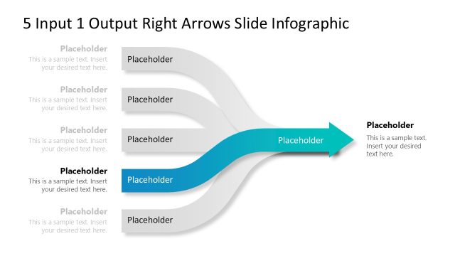 Editable 5 Input 1 Output Right Arrows Diagram Template