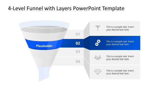 Level 2 Infographics Slide – 4-Level Funnel with Layers PPT Template
