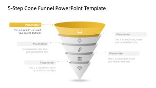 5-Step Cone Funnel Template for PowerPoint