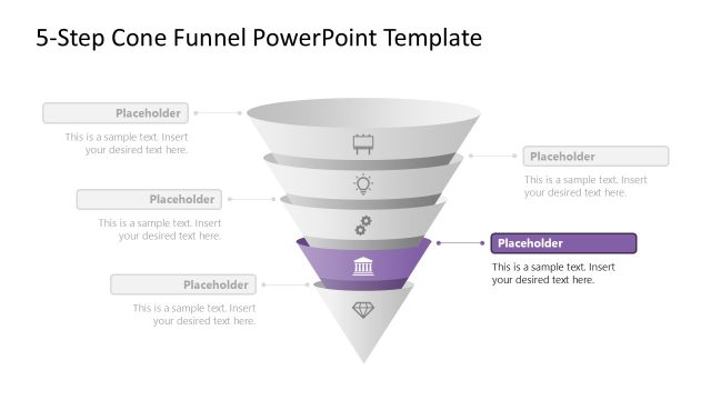 5-Step Cone Funnel Diagram PPT Template