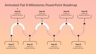 8 Milestones Roadmap Diagram Template Slide 