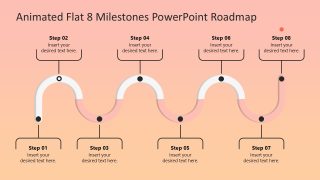 Animated Flat 8 Milestones Diagram Slide Template 