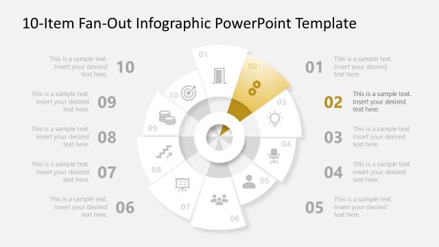 Editable 10-Item Fan-Out Infographic PPT Template