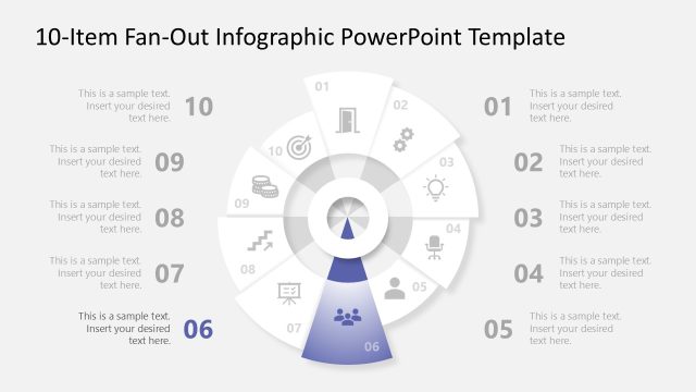 10-Item Fan-Out Infographic PPT Slide