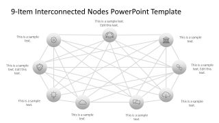 9-Item Interconnected Nodes Presentation Slide 