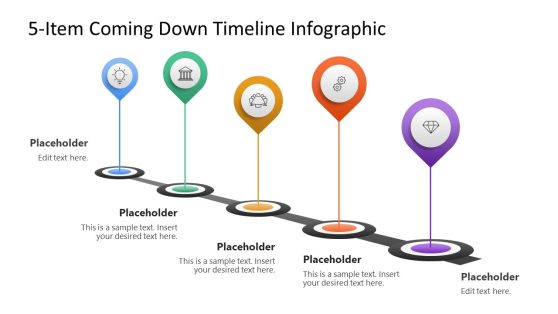 5-Item Coming Down Timeline Infographic PowerPoint Template