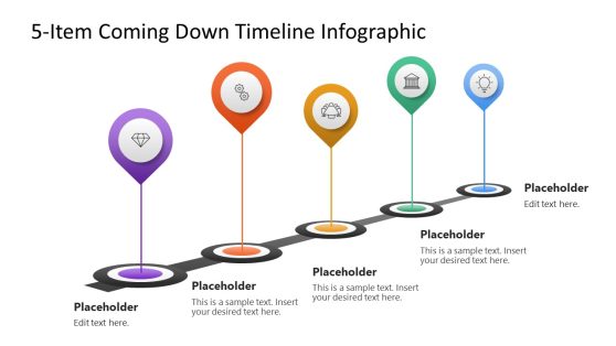 Editable 5-Item Coming Up Timeline Infographic PPT Template