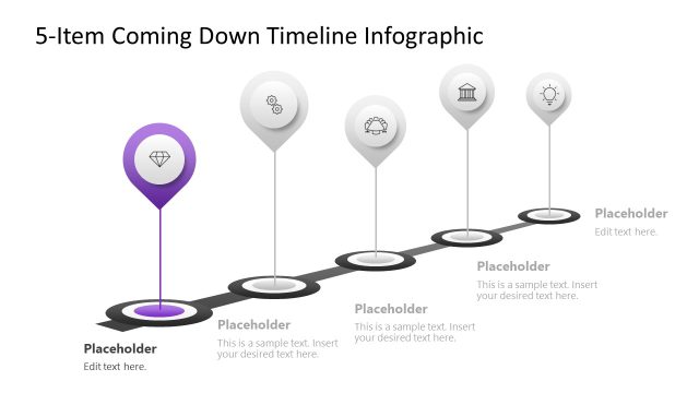 5-Item Coming Up Timeline Diagram Slide PPT Template