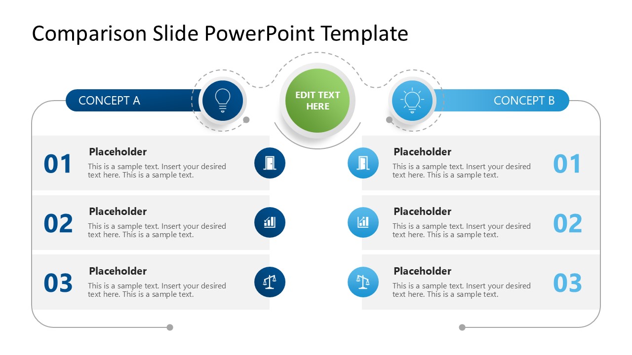 3-Item Comparison Slide Diagram Template
